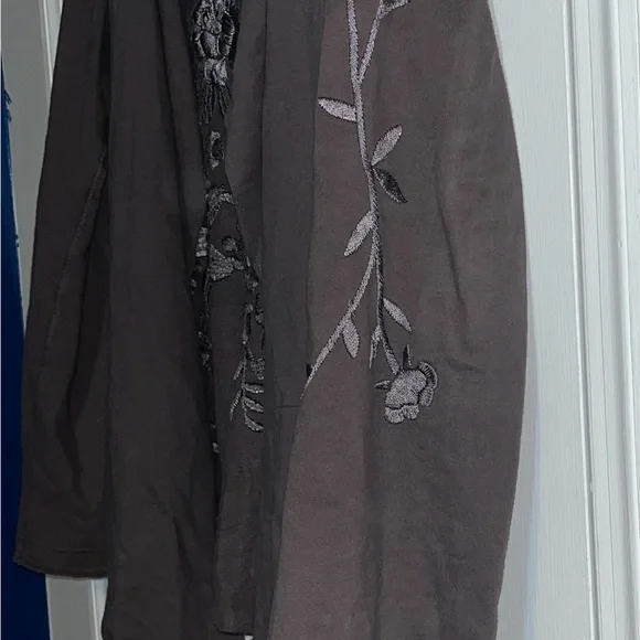 Lucky Brand Charcoal Jacket with Floral Embroidery - Picture 4 of 5